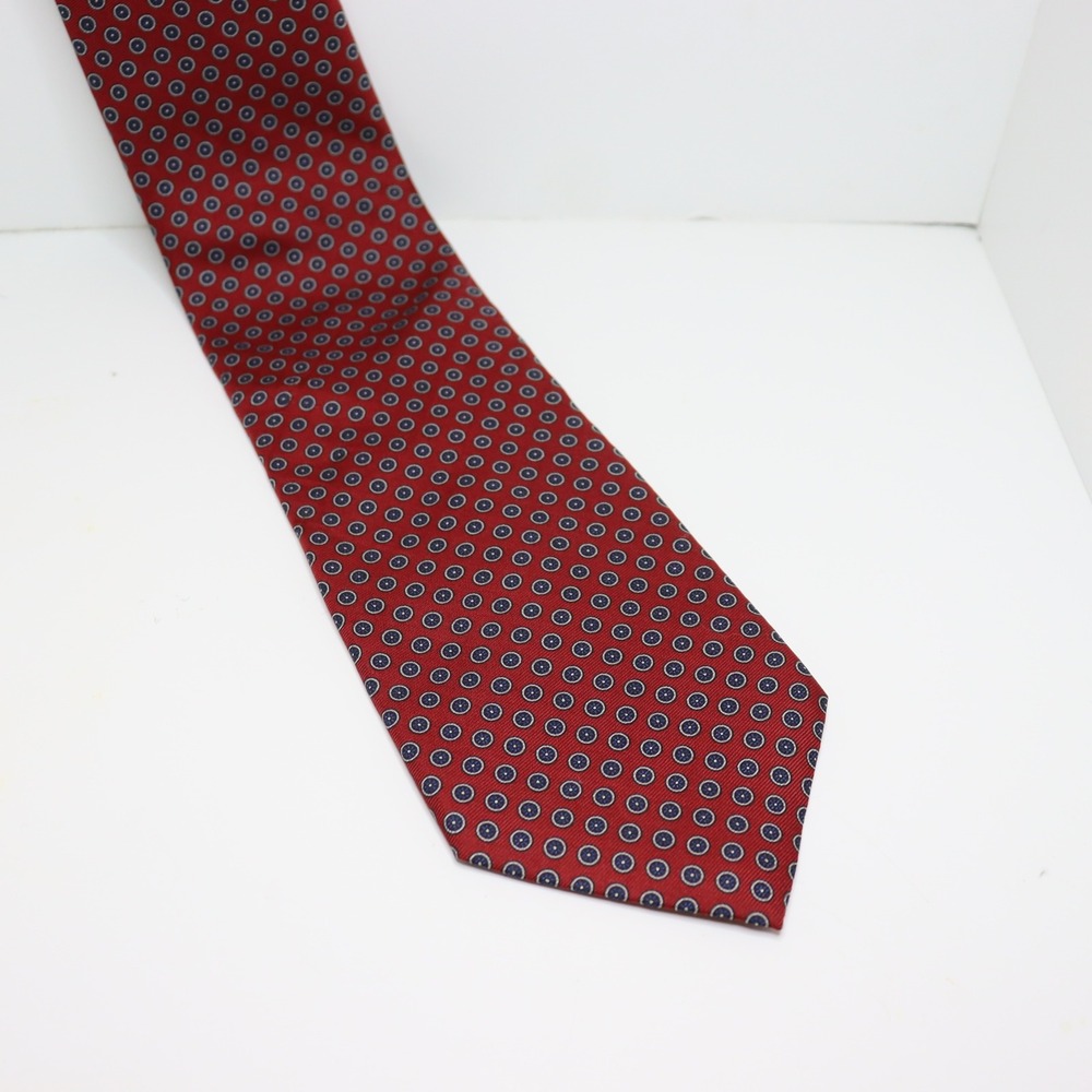 Bert Pulitzer Necktie OS Red Mens Silk Foulard Geometric Business Professional